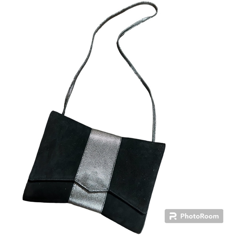 VINTAGE TAKASHIMAYA TOKYO BLACK AND SILVER CLUTCH STYLE BAG